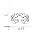 Sterling Silver Cut-out Hearts Toe Ring