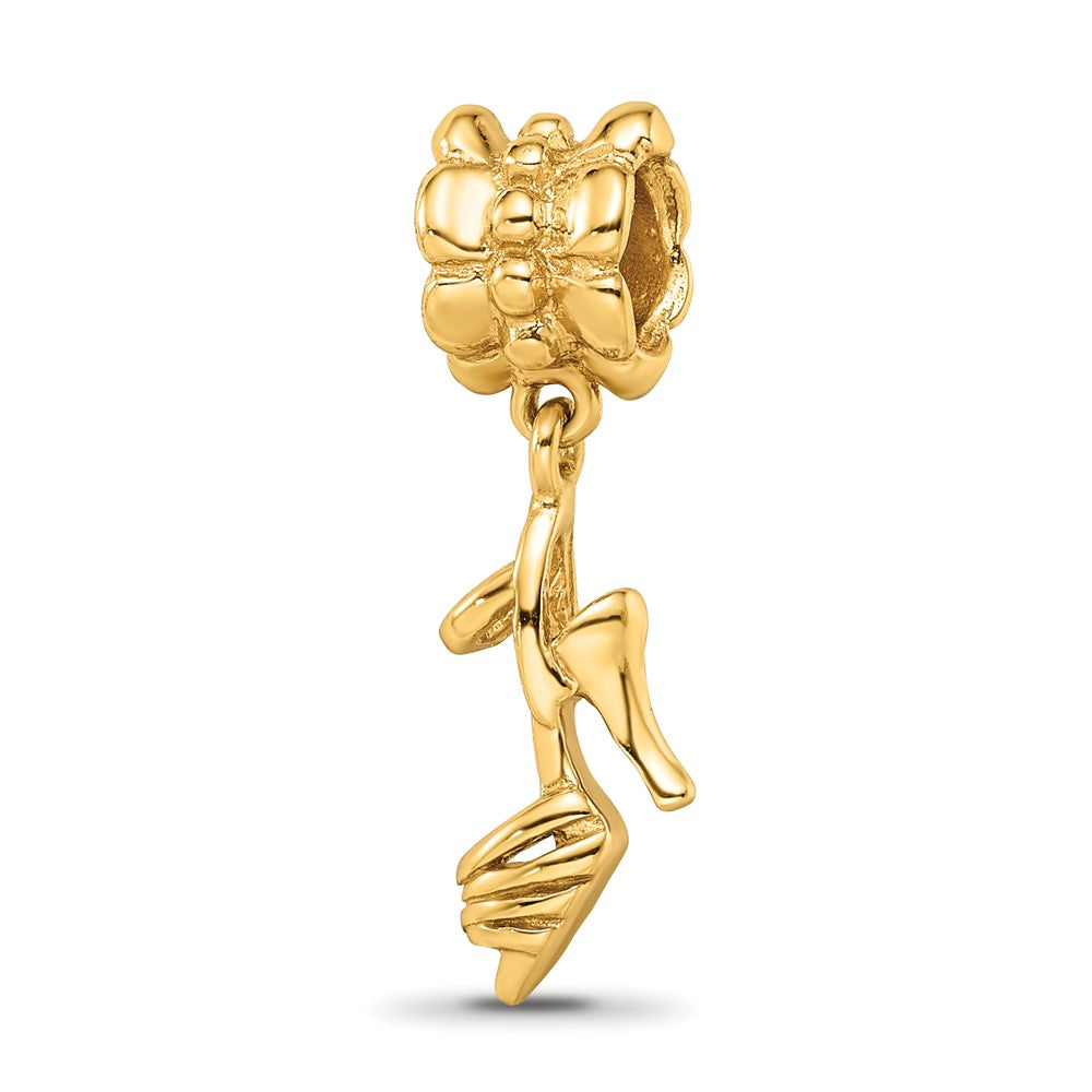 Sterling Silver Gold-plated Reflections High Heel Shoe Dangle Bead