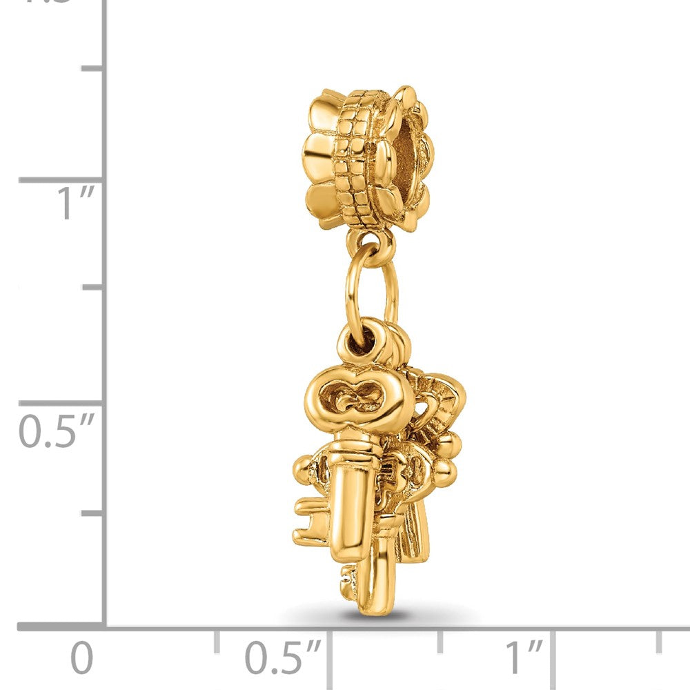 Sterling Silver Gold-plated Reflections Three Keys Dangle Bead