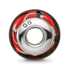Sterling Silver Reflections Red Heart Hand-blown Glass Bead