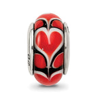 Sterling Silver Reflections Red Heart Hand-blown Glass Bead