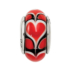 Sterling Silver Reflections Red Heart Hand-blown Glass Bead
