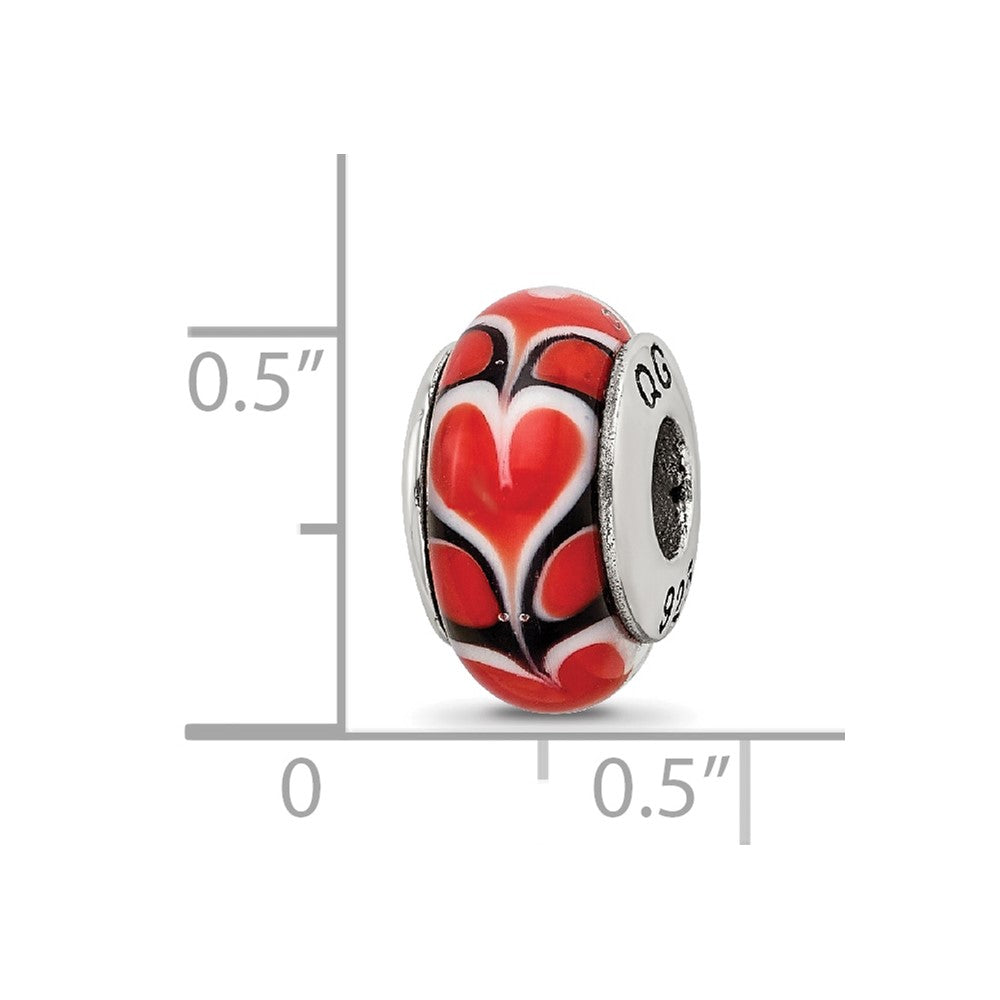 Sterling Silver Reflections Red Heart Hand-blown Glass Bead