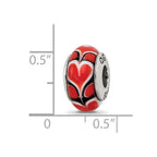 Sterling Silver Reflections Red Heart Hand-blown Glass Bead