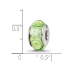 Sterling Silver Reflections Green/White Hand-blown Glass Bead