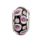 Sterling Silver Reflections Purple/Black Hand-blown Glass Bead