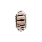 Sterling Silver Reflections Brown/White Hand-blown Glass Bead