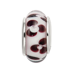 Sterling Silver Reflections Brown Floral Hand-blown Glass Bead
