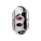 Sterling Silver Reflections Black/Grey Hand-blown Glass Bead