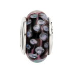 Sterling Silver Reflections Black/White Hand-blown Glass Bead