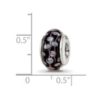 Sterling Silver Reflections Black/White Hand-blown Glass Bead