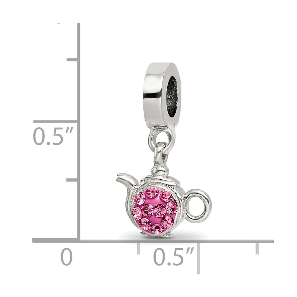 Sterling Silver Reflections Pink Preciosa Crystal Teapot Dangle Bead