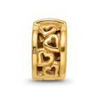 Sterling Silver Gold-plated Reflections Hinged Hearts Clip Bead