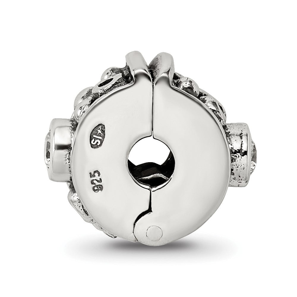 Sterling Silver Reflections Hinged CZ & Dots Clip Bead