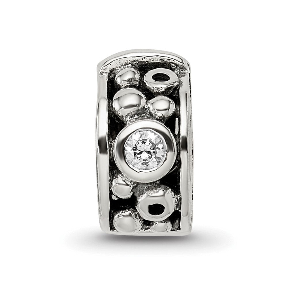 Sterling Silver Reflections Hinged CZ & Dots Clip Bead