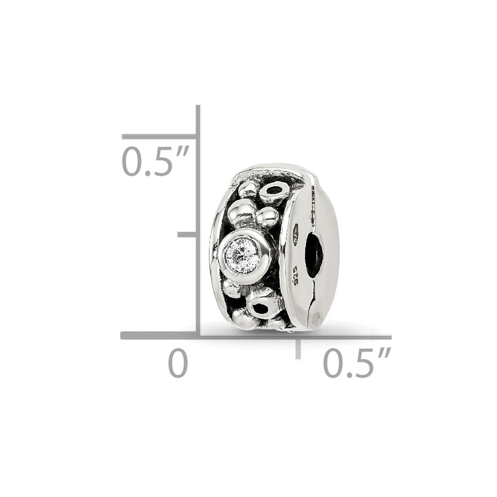 Sterling Silver Reflections Hinged CZ & Dots Clip Bead
