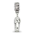 Kids Collection Sterling Silver Safety Pin Dangle Reflections Bead