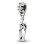 Kids Collection Sterling Silver Safety Pin Dangle Reflections Bead