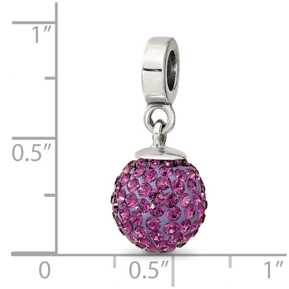 Sterling Silver Reflections Feb Preciosa Crystal Ball Dangle Bead