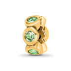Sterling Silver Gold-plated Reflections Aug Green Preciosa Crystal Bead