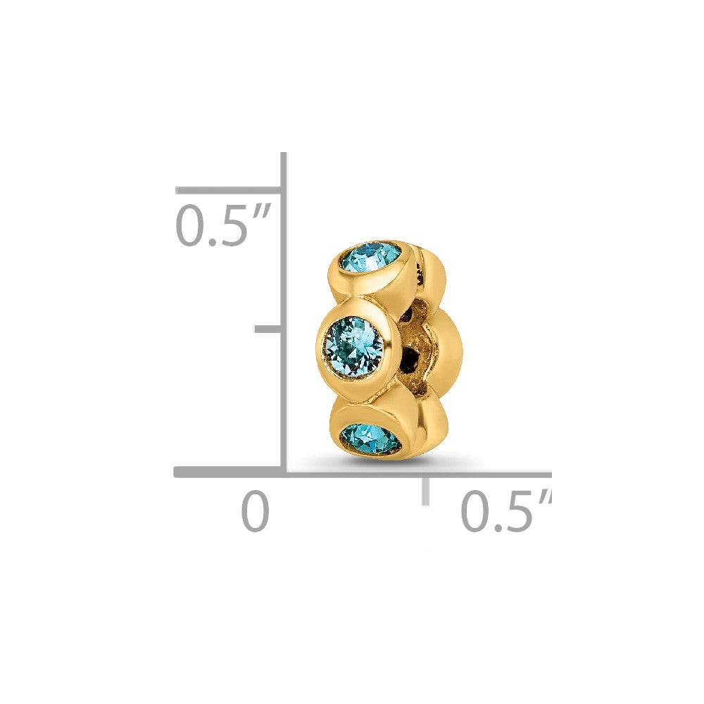 Sterling Silver Gold-plated Reflections Dec Blue Preciosa Crystal Bead