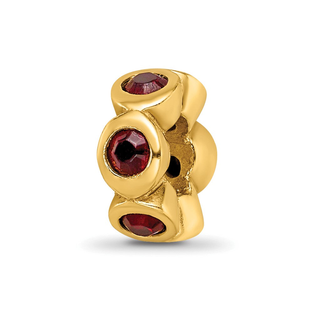 Sterling Silver Gold-plated Reflections Jan Red Preciosa Crystal Bead