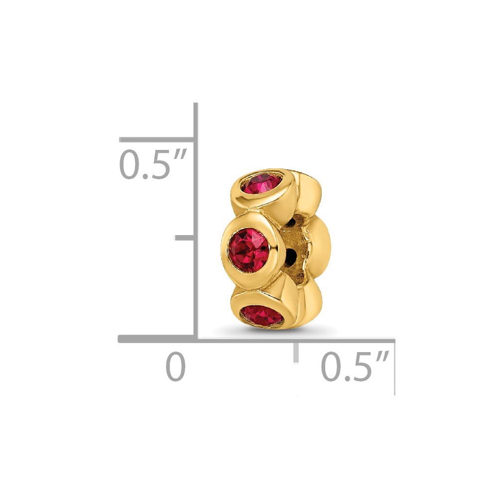 Sterling Silver Gold-plated Reflections July Red Preciosa Crystal Bead