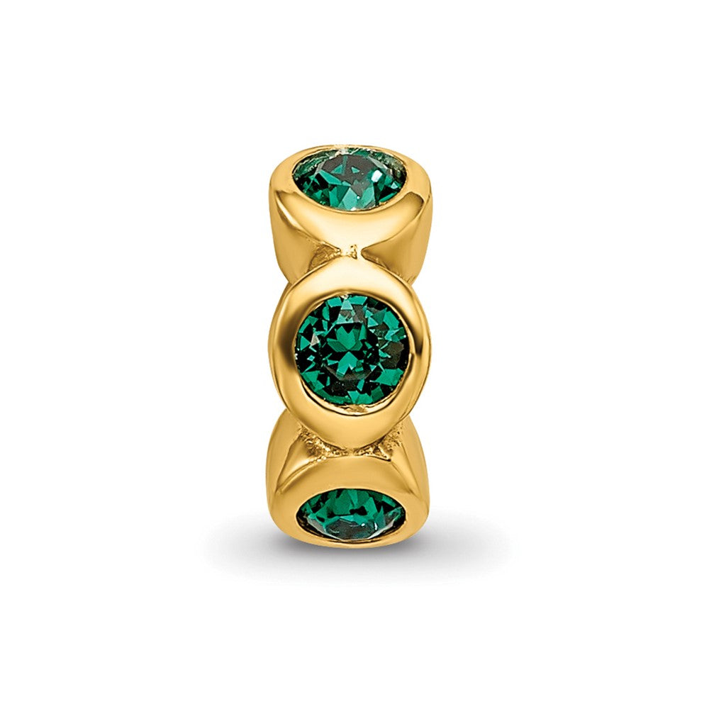 Sterling Silver Gold-plated Reflections May Green Preciosa Crystal Bead