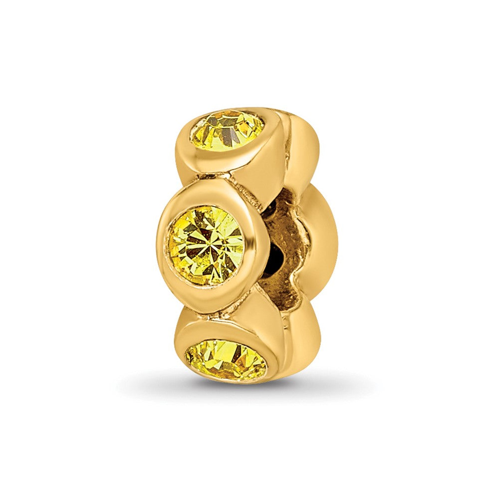 Sterling Silver Gold-plated Reflections Nov Yellow Preciosa Crystal Bead