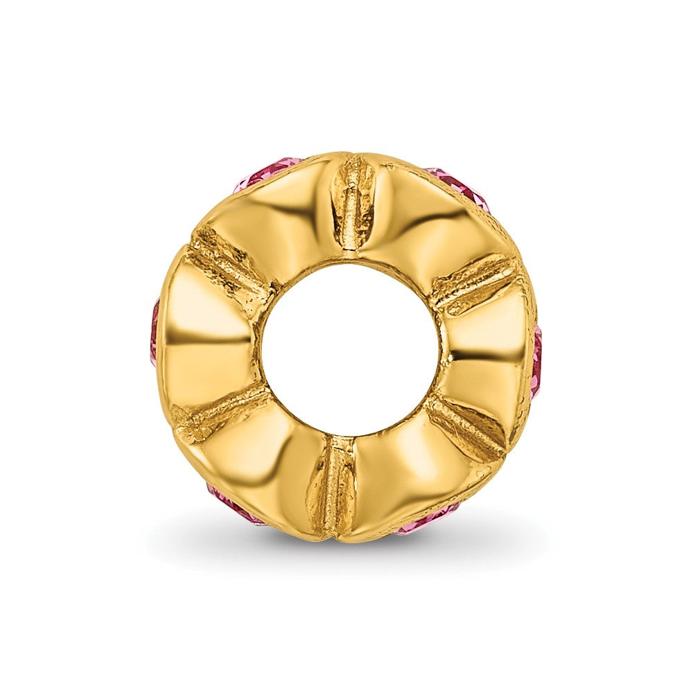 Sterling Silver Gold-plated Reflections Oct Pink Preciosa Crystal Bead