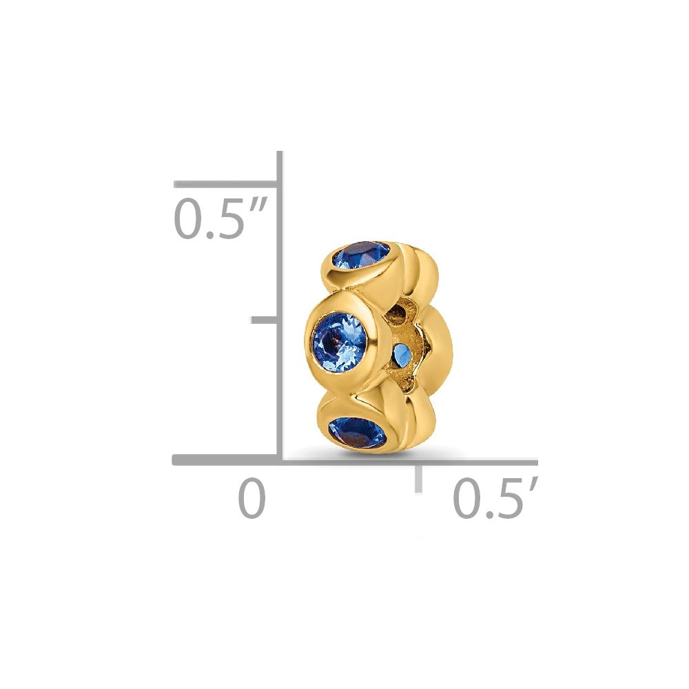 Sterling Silver Gold-plated Reflections Sept Blue Preciosa Crystal Bead