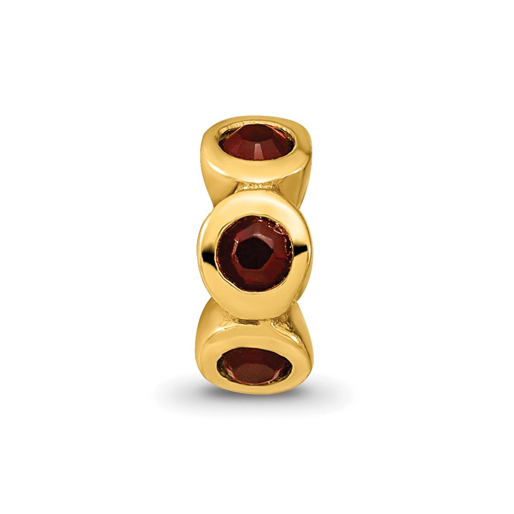 Sterling Silver Gold-plated Reflections Jan Red Preciosa Crystal Bead