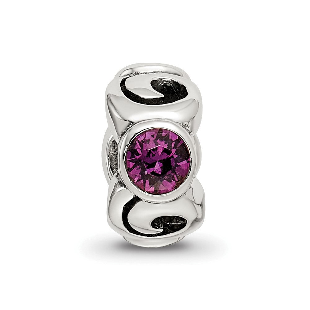 Sterling Silver Reflections Feb Purple Preciosa Crystal Birthstone Bead