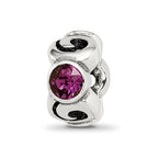 Sterling Silver Reflections Feb Purple Preciosa Crystal Birthstone Bead