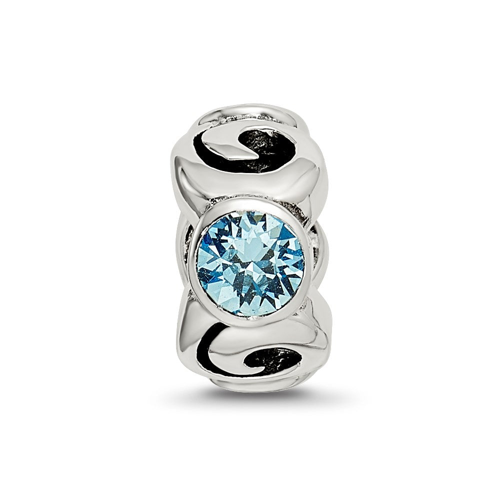 Sterling Silver Reflections March Lt Blue Preciosa Crystal Birthstone Bead