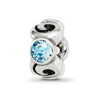 Sterling Silver Reflections March Lt Blue Preciosa Crystal Birthstone Bead