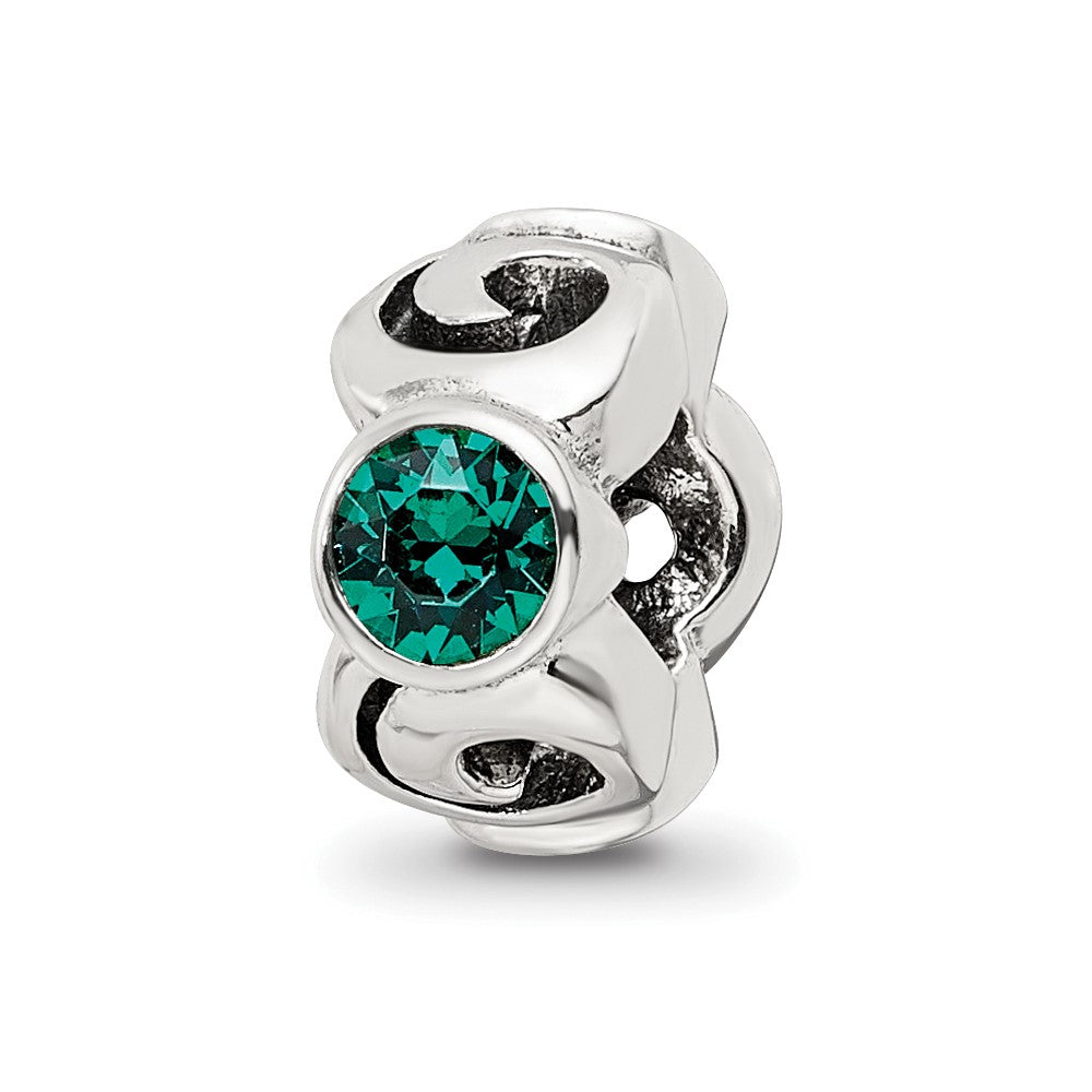 Sterling Silver Reflections May Green Preciosa Crystal Birthstone Bead