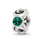 Sterling Silver Reflections May Green Preciosa Crystal Birthstone Bead