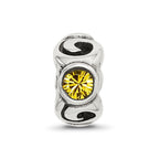 Sterling Silver Reflections Novem Yellow Preciosa Crystal Birthstone Bead