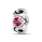 Sterling Silver Reflections October Pink Preciosa Crystal Birthstone Bead