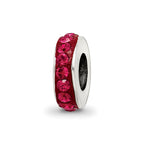 Sterling Silver Reflections July Single Row Red Preciosa Crystal Bead