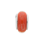 Sterling Silver Reflections Orange/White Scribbles Hand-blown Glass Bead