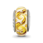 Sterling Silver Reflections Yellow/Green/White Swirl Glass Bead