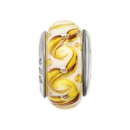 Sterling Silver Reflections Yellow/Green/White Swirl Glass Bead