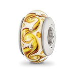 Sterling Silver Reflections Yellow/Green/White Swirl Glass Bead