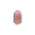 Sterling Silver Reflections Pink/Red Scribbles Hand-blown Glass Bead