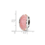 Sterling Silver Reflections Pink/Red Scribbles Hand-blown Glass Bead