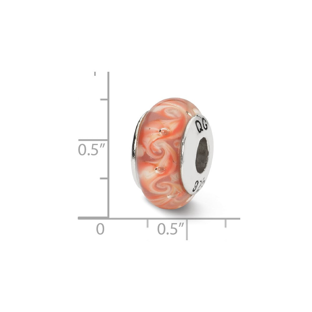 Sterling Silver Reflections Pink/Red Swirl Hand-blown Glass Bead