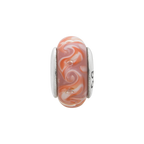 Sterling Silver Reflections Pink/Red Swirl Hand-blown Glass Bead