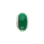 Sterling Silver Reflections Green/White Scribbles Hand-blown Glass Bead